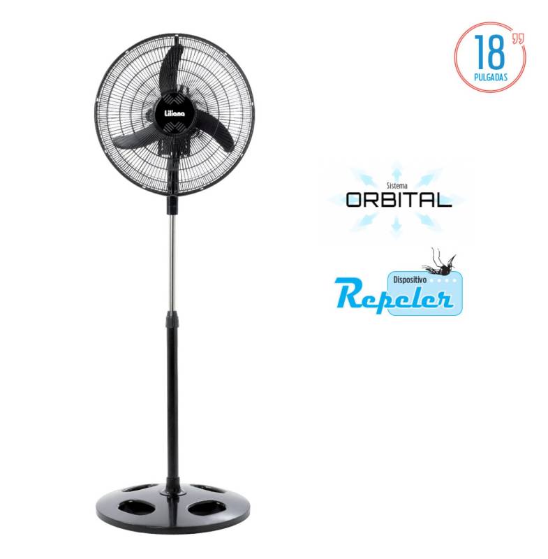 Liliana Ventilador Pie 18 Parrilla Metalica Negra Aspas Plasticas Vprn18