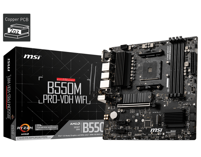 Mother Msi B550M Pro-Vdh Wifi Ddr4 Am4 (Serie 3000/4000/5000) (3698)