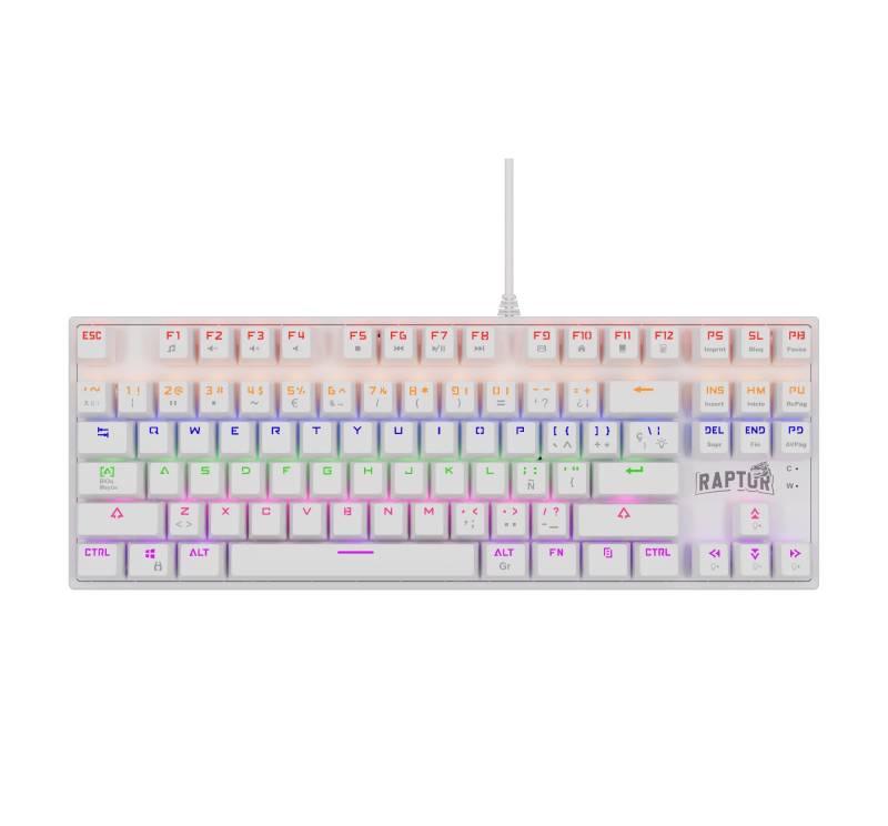 Teclado Raptor Fireclaw M87 Mecanico Retroiluminado Switch Red Outemu White (7855)