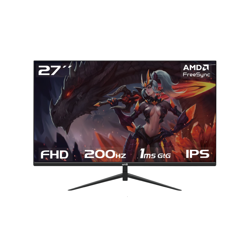 Monitor Gamer Raptor Hawk Eye 27 Frameless Ips Fhd 200Hz 1Ms Hdmi-Dp Negro (3385)