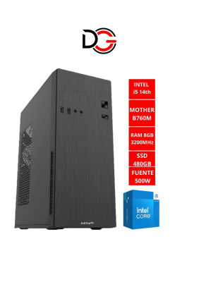 Pc Armada Intel Core I5 14Th + Motherboard B760Mk + 8 Gb De Ram + Disco Ssd 480Gb + Fuente 500W + Gabinete Kelyx