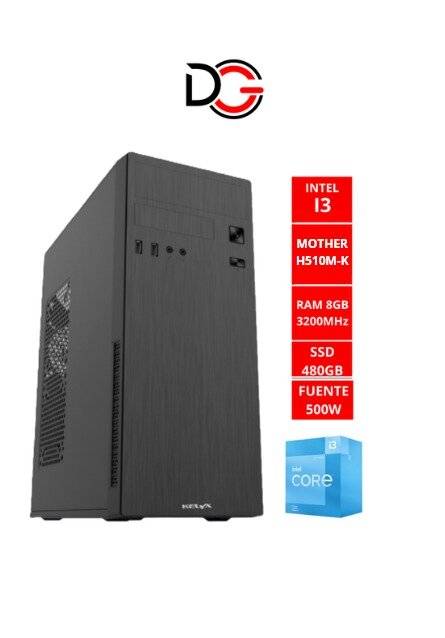 Pc Armada Intel Core I3-10105 + Motherboard H510Mk-V2 + 8Gb De Ram + Ssd 480 Gb + Gabinete Kelyx